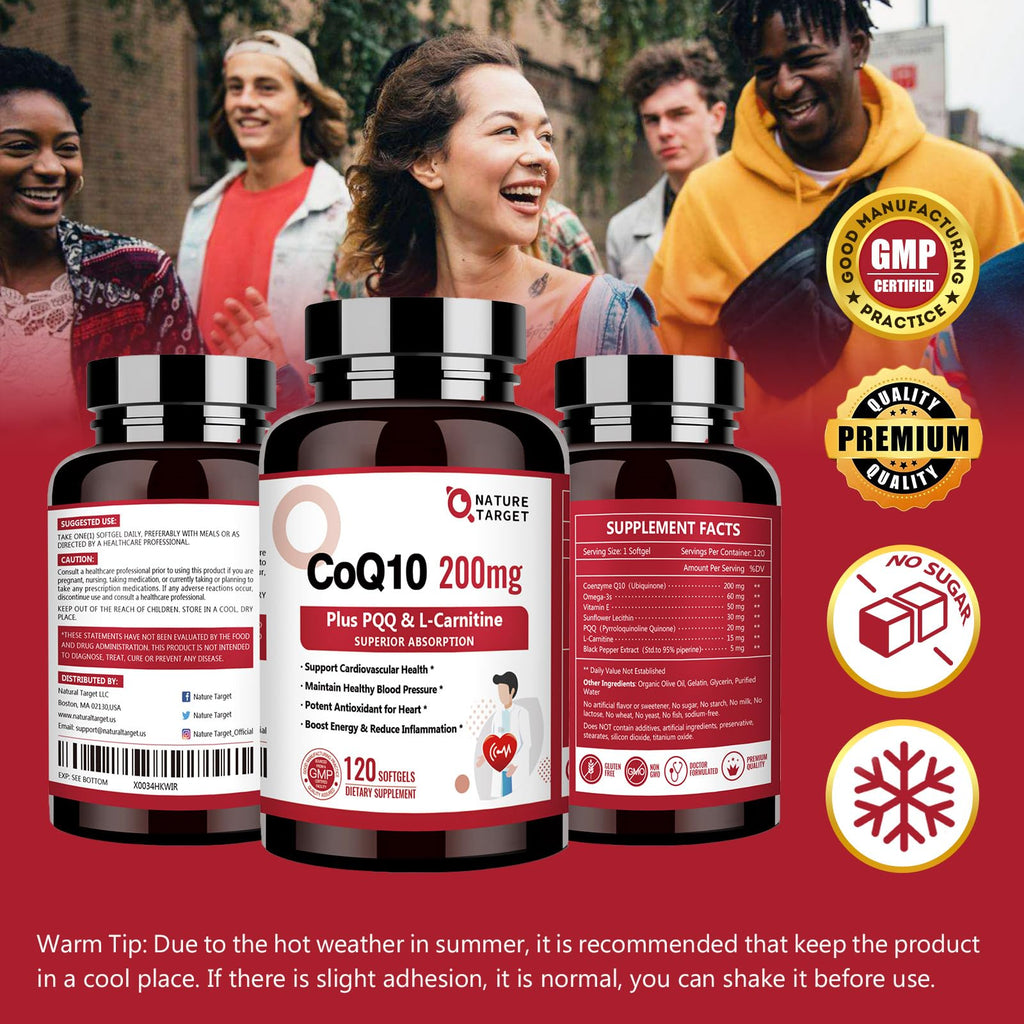 NATURE TARGET CoQ10 200mg with PQQ & L-Carnitine - 120 Softgels - image 7