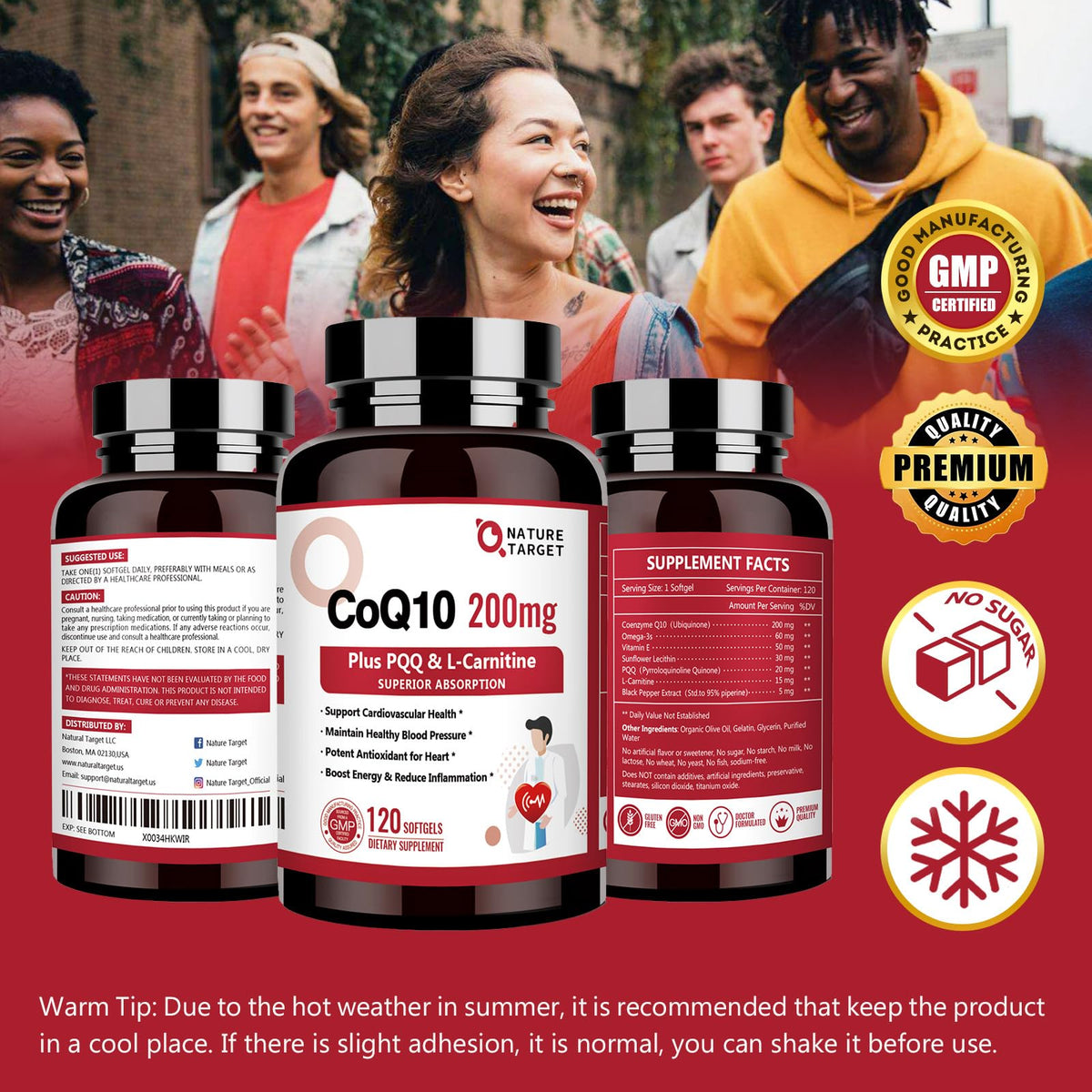 NATURE TARGET CoQ10 200mg with PQQ & L-Carnitine - 120 Softgels - image 7