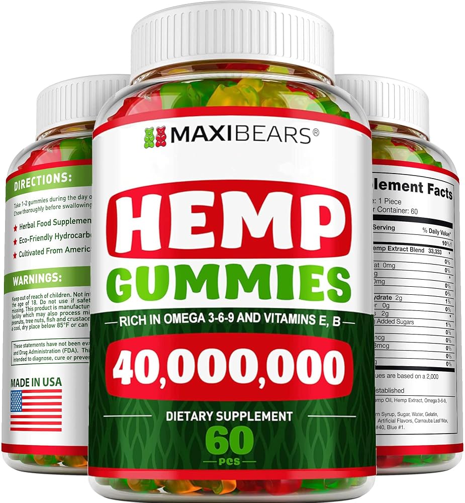 MAXIBEARS Hemp Gummies with Omega 3-6-9 - 60 Gummies