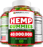 MAXIBEARS Hemp Gummies with Omega 3-6-9 - 60 Gummies