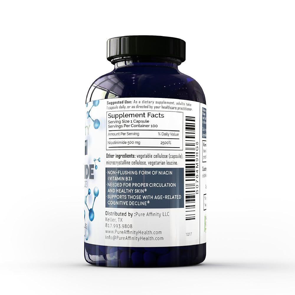 Pure Affinity LLC B3 Nicotinamide 500 mg Effective Flush-Free Niacin. - image 5