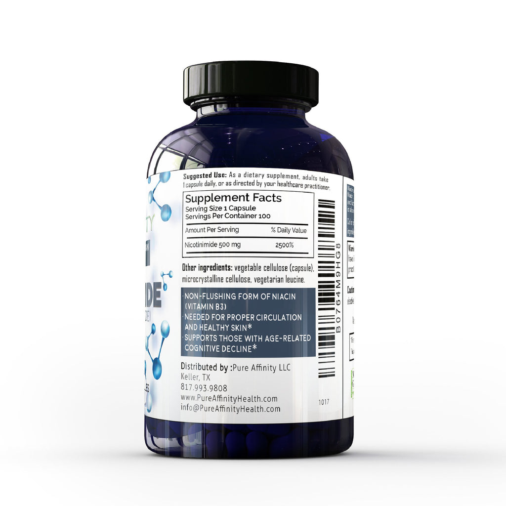 Pure Affinity LLC B3 Nicotinamide 500 mg Effective Flush-Free Niacin.