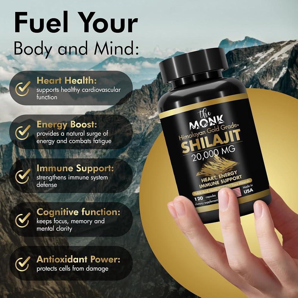 THE MONK Organic Shilajit Gold Grade Plus - 120 Capsules - image 3