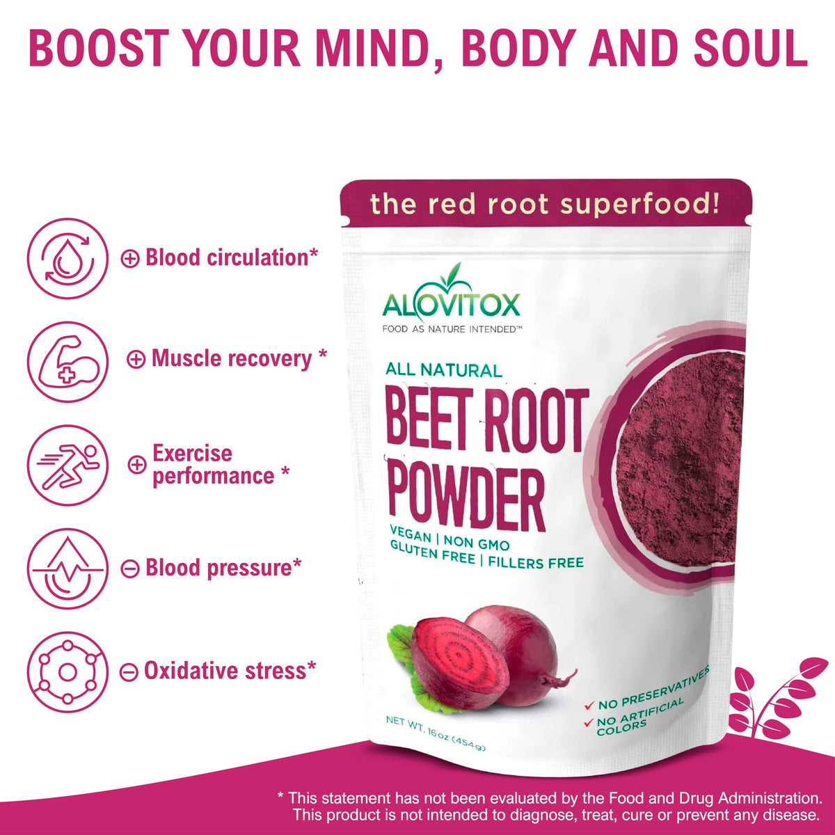 Alovitox Beet Root Powder USDA Organic - 1 Pound - image 2