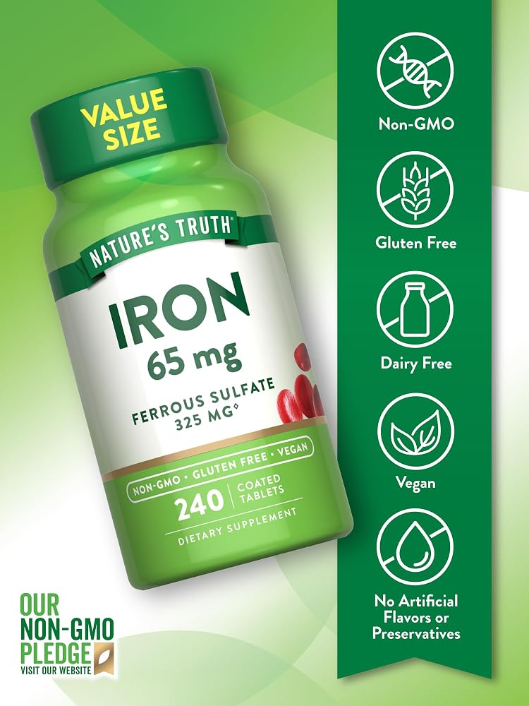 Nature's Truth Iron 65mg Tablets - 240 Count - image 3