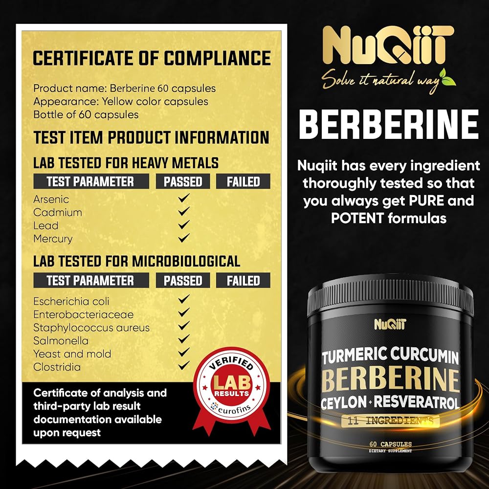 NUQIIT Berberine Supplement with Turmeric & Resveratrol - 60 Capsules - image 5