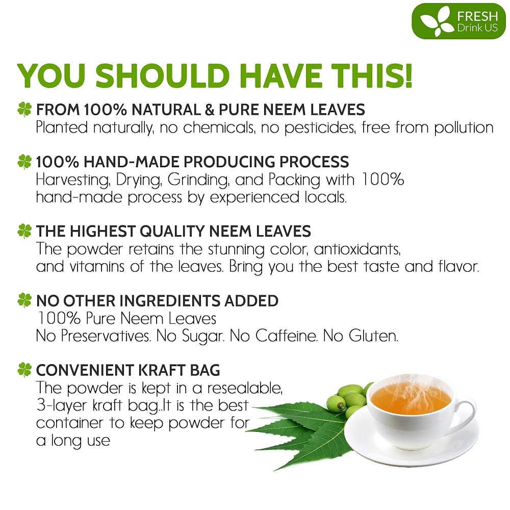 FreshDrinkUS Neem Leaf Powder 100% Natural - 6oz - image 2