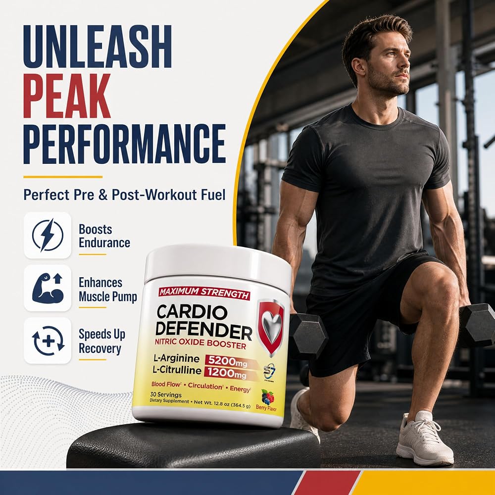 Cardio Defender L-Arginine 5200mg Nitric Oxide Booster Powder - 12.8 oz - image 4