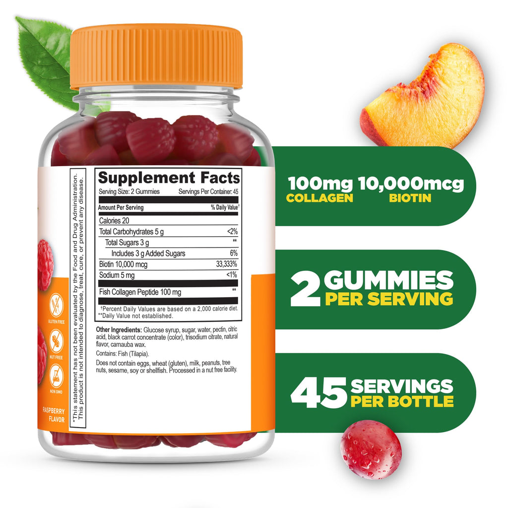 Lifeable Collagen Peptides Gummies with Biotin Hair Skin Nails - 90 Gummies - image 2