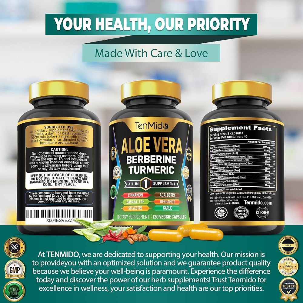 Tenmido Aloe Vera Capsules 12-in-1 Herbal Supplement - 120 Capsules - image 7