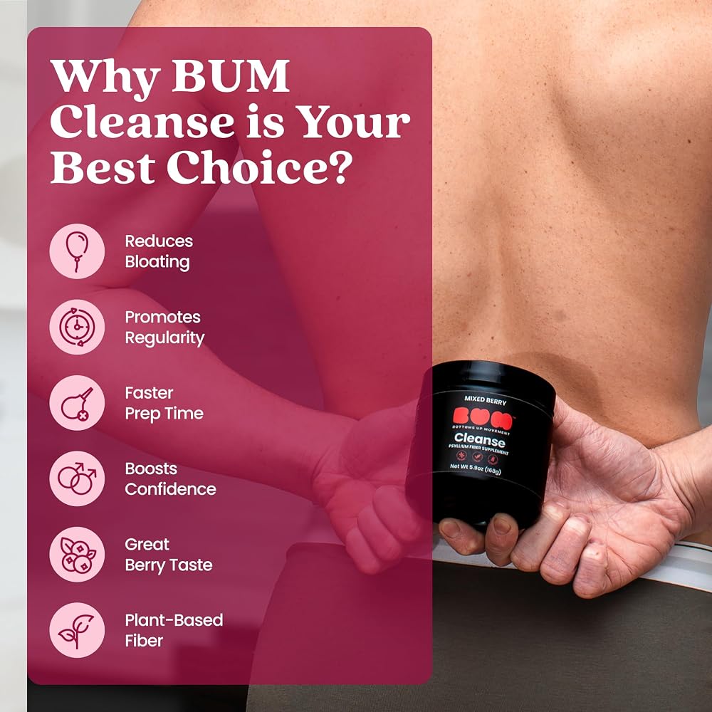 (BUM) Bottoms Up Movement Bum Psyllium Fiber Cleanse Powder for Daily