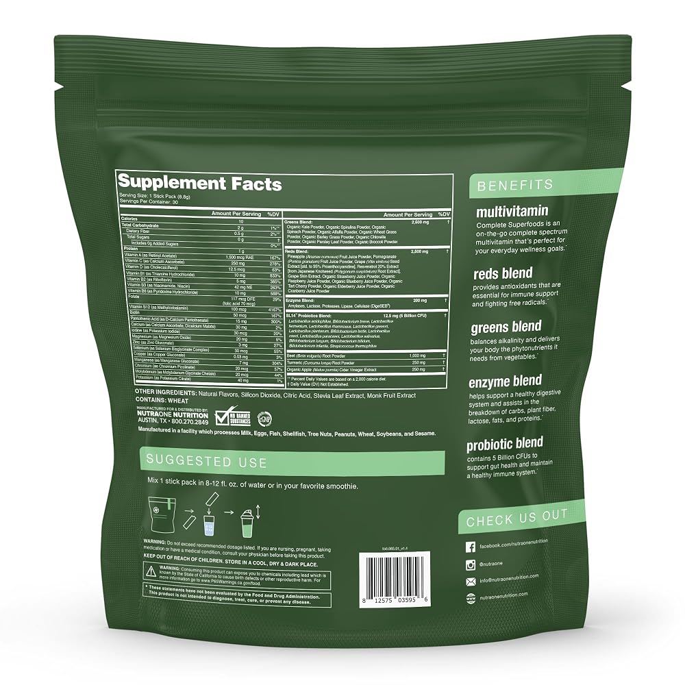 NutraOne Complete Superfoods, Complete Spectrum Multivitamin, Greens
