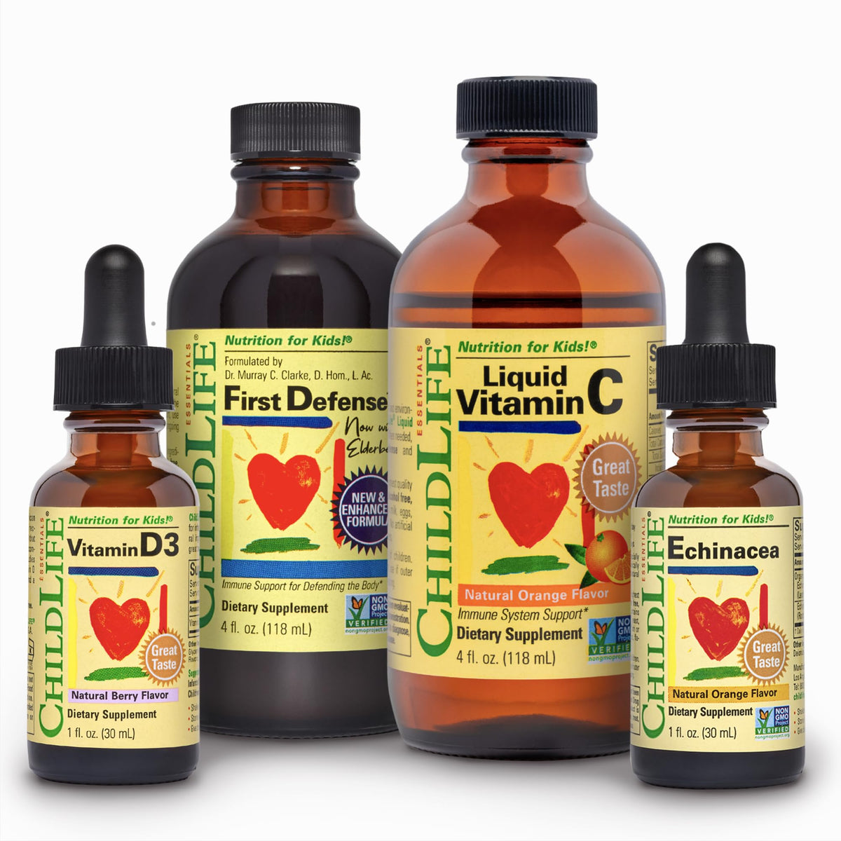 ChildLife Essentials Immune Support 4-Pack Bundle Liquid Vitamins - 10 Fl Oz