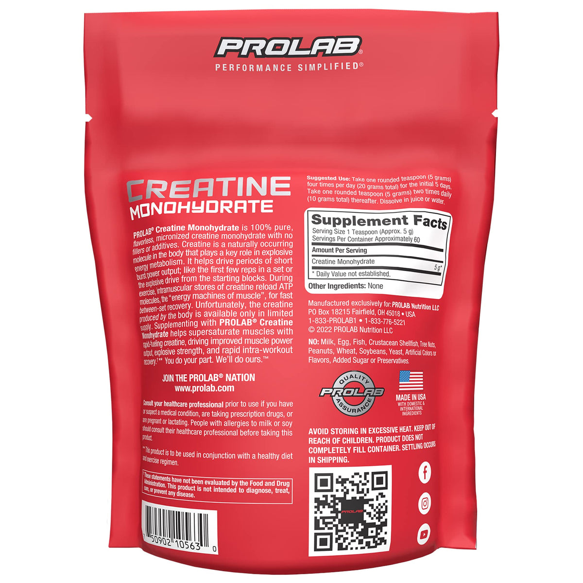 ProLab Creatine Monohydrate Powder 5g Strength & Power - 60 Servings - image 8
