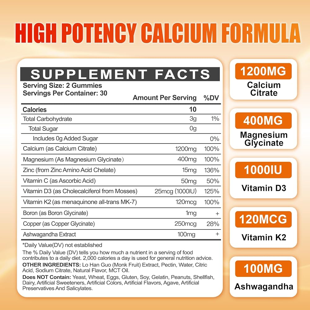 Maennyliy Calcium 1200 mg with Vitamin D3 Gummies - 120 Count - image 2