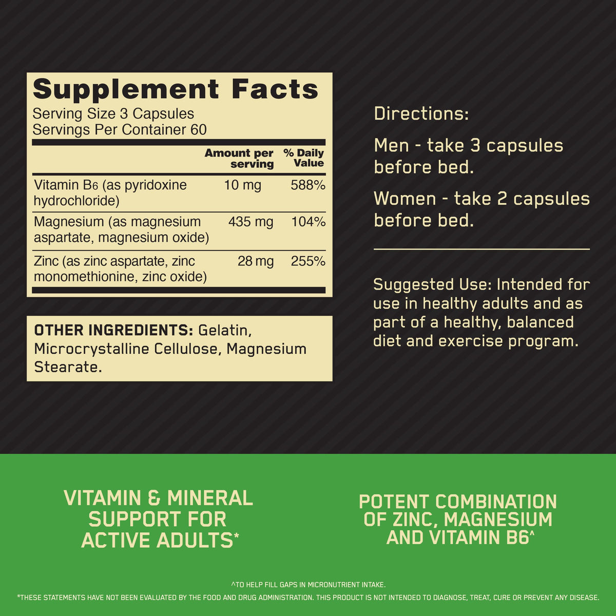 Optimum Nutrition Zinc Magnesium Aspartate Recovery Supplement - 180 Tablets - image 2