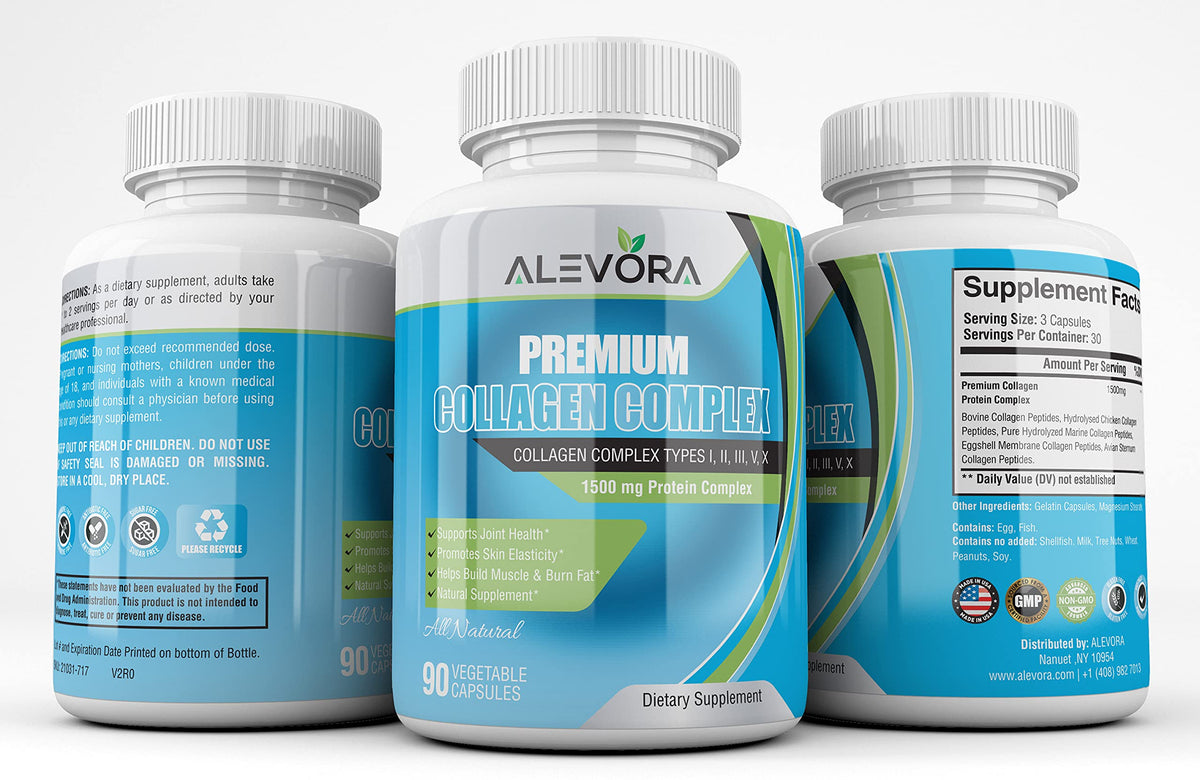 alevora Premium Collagen Complex Types I-V - 90 Vegetable Capsules