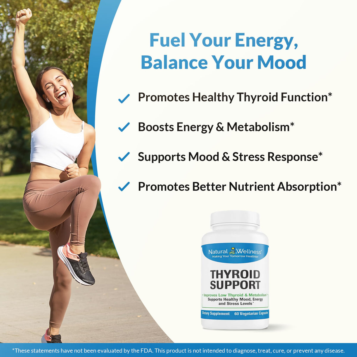 Natural Wellness Thyroid Support with Iodine & Selenium - 60 Vegetarian Capsules - image 3