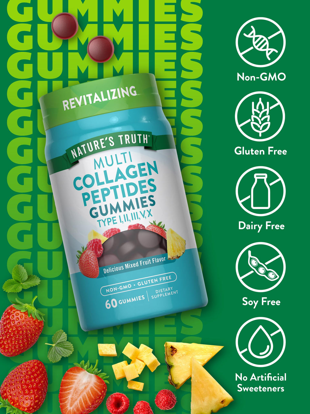 Nature's Truth Multi Collagen Gummies Types I, II, III, V, X - 60 Count - image 3