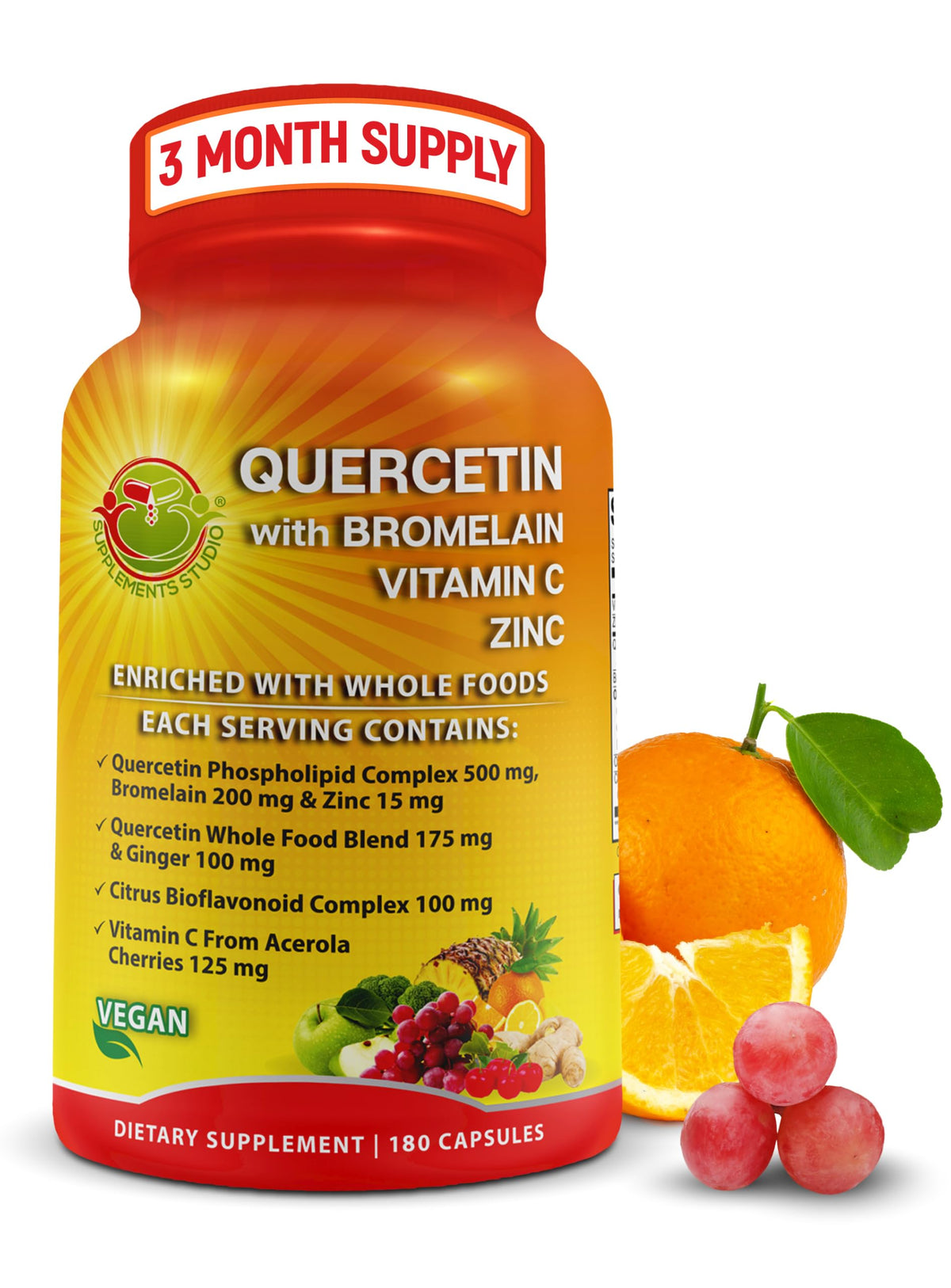 Supplements Studio Quercetin with Bromelain Immune Support - 180 Capsules