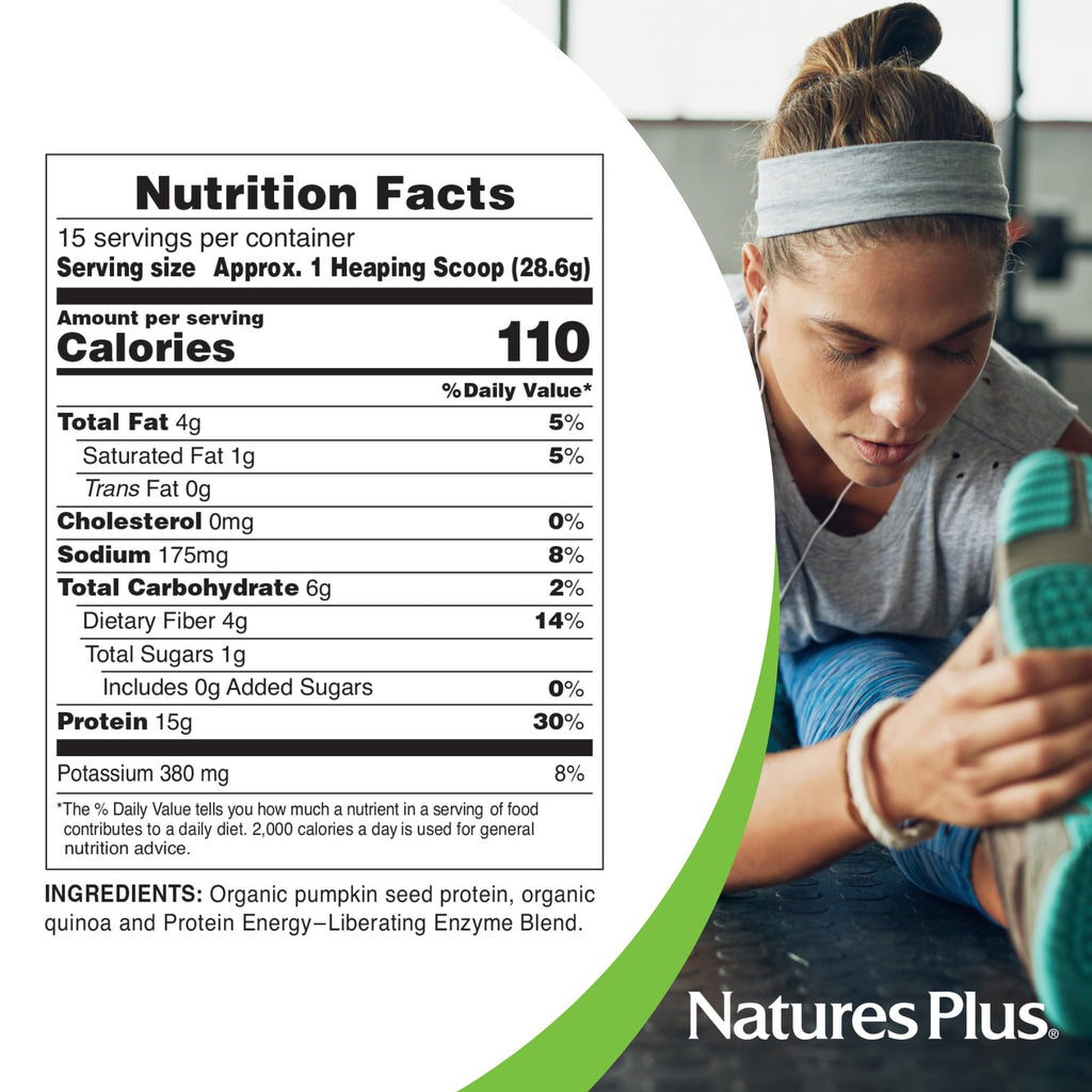 NaturesPlus Organic Pumpkin Seed Protein Powder - 15 Servings - image 5