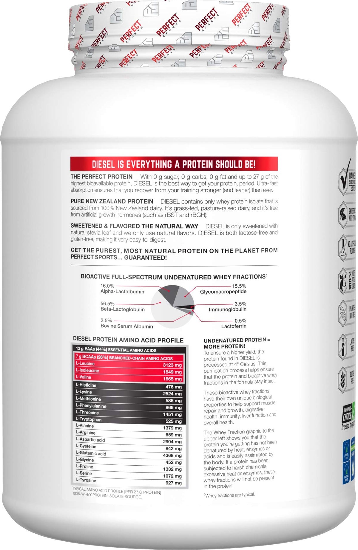 PERFECT SPORTS Diesel 100% New Zealand Whey Isolate - 5lbs Banana - image 3