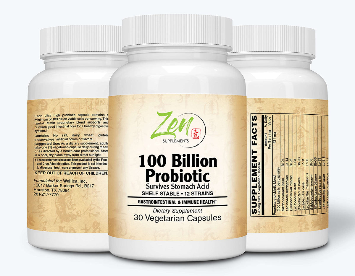 Zen Supplements 100 Billion Probiotic 12 Strains - 30 Vegetarian Capsules - image 2