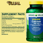 LUAL Spring Valley Calcium 600 mg + Vitamin D3 - 120 Softgels - image 3