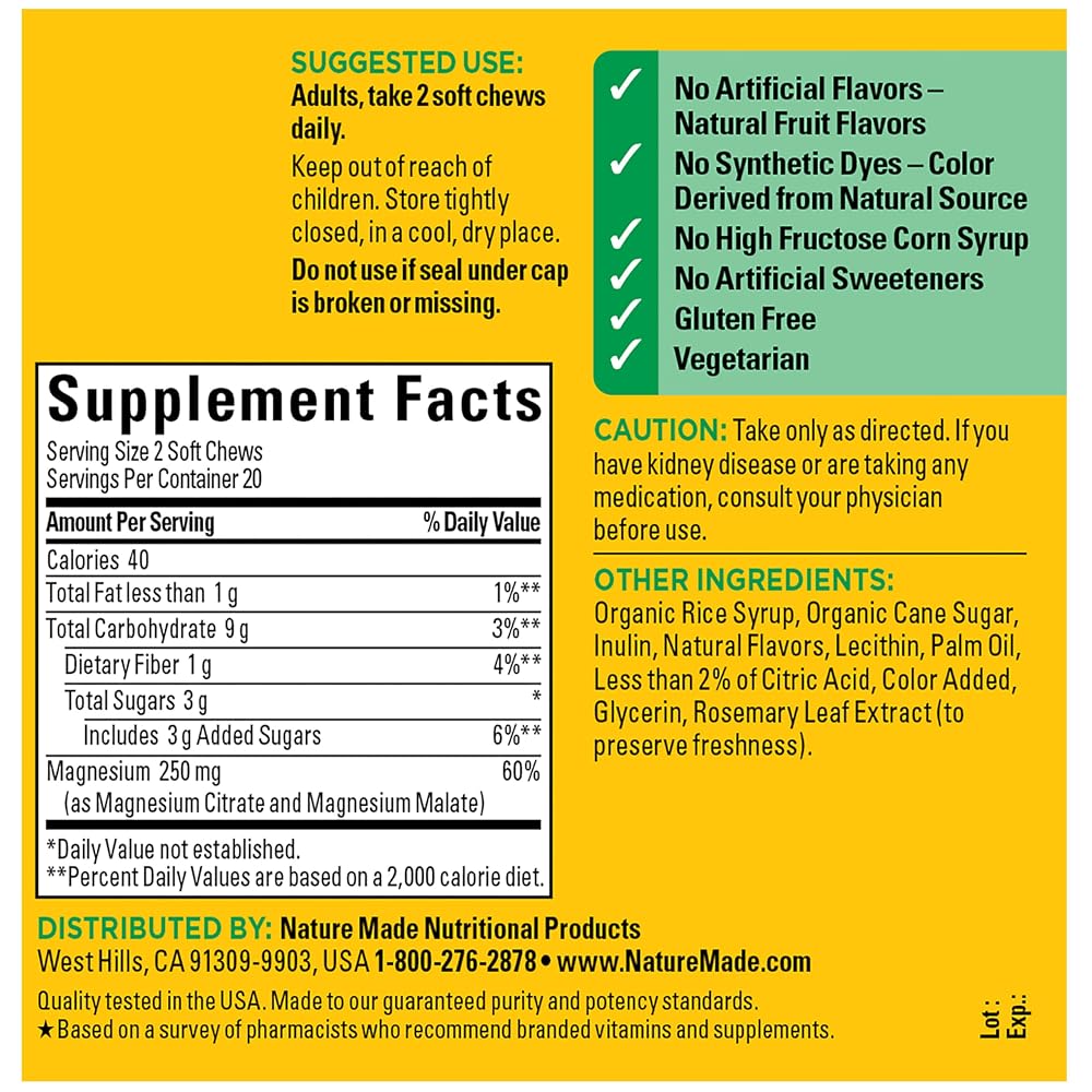 Nature Made High Absorption Magnesium Complex Soft Chews - 40 Count - image 8