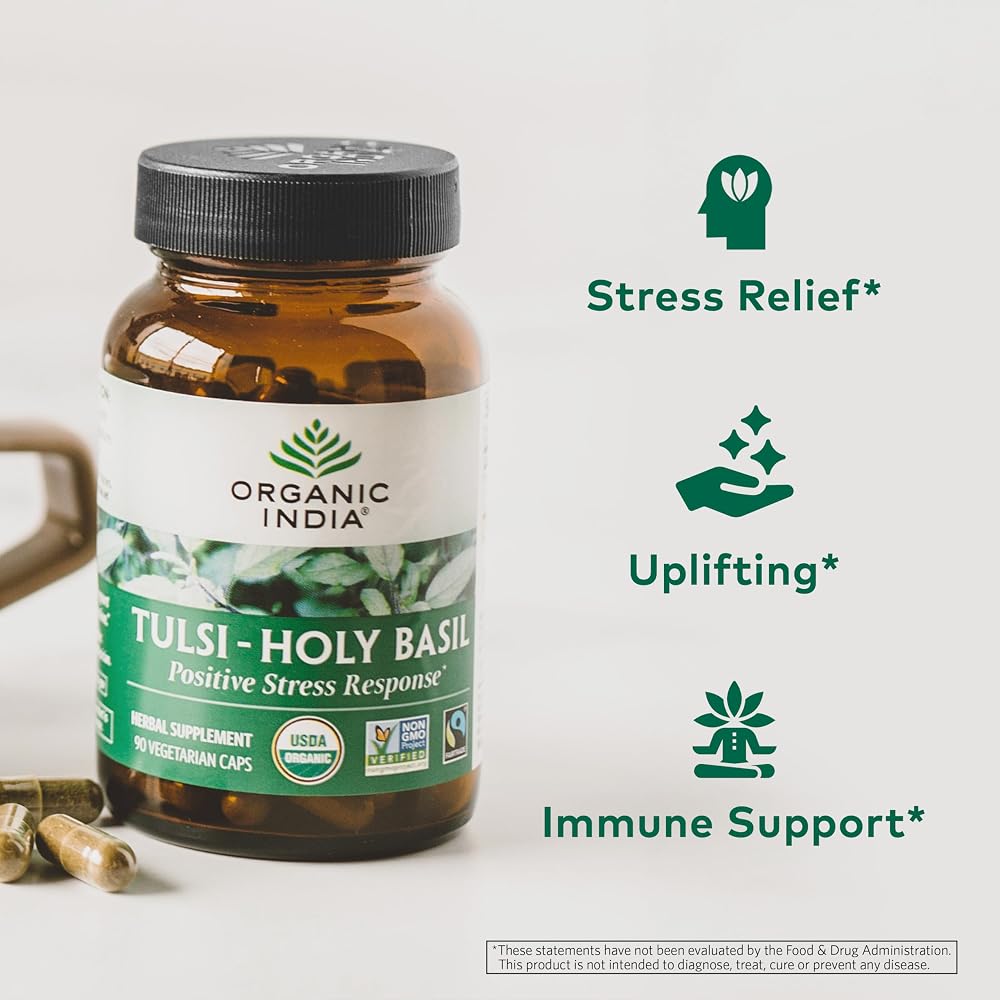 ORGANIC INDIA Tulsi Holy Basil Capsules Stress Relief - 180 Capsules - image 4