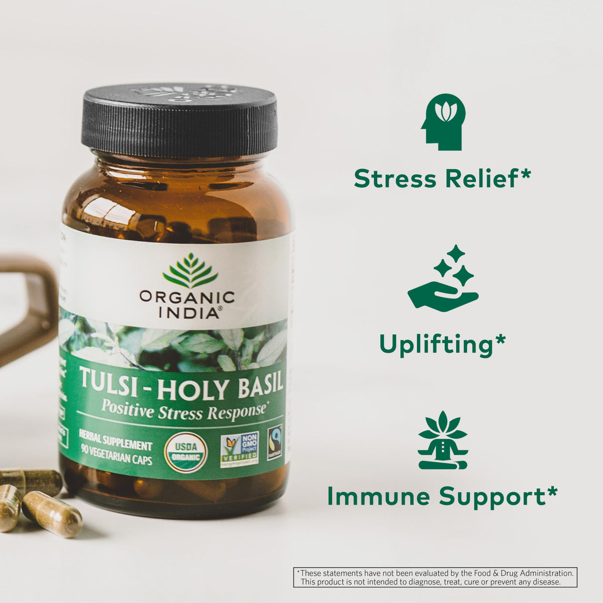 ORGANIC INDIA Tulsi Holy Basil Capsules Stress Relief - 180 Capsules - image 4