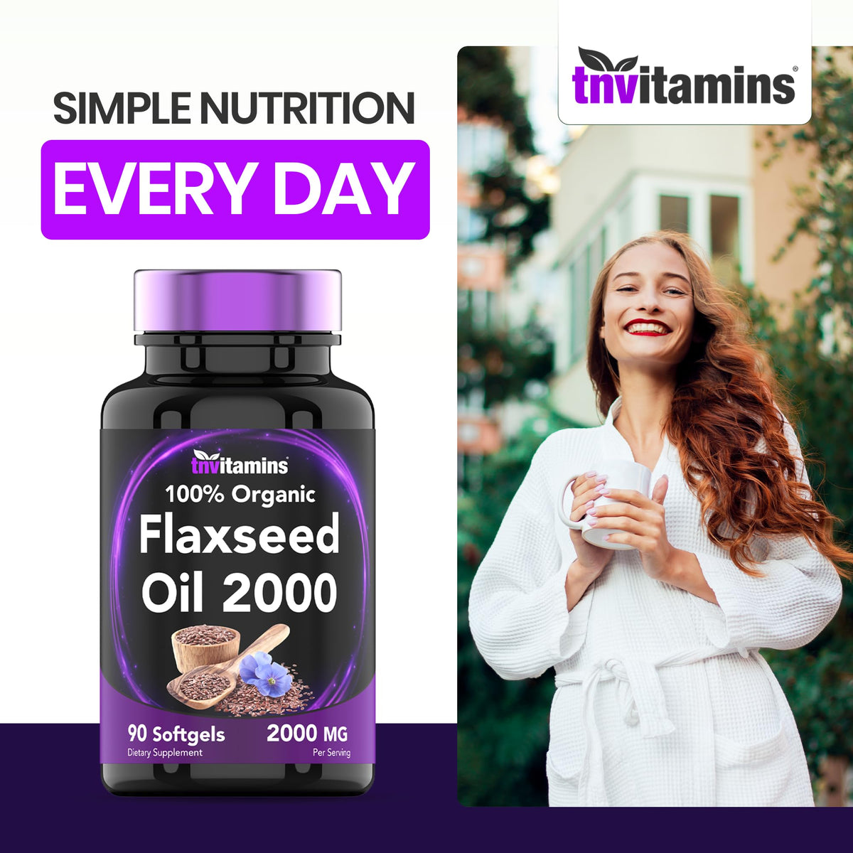 tnvitamins Organic Flaxseed Oil 2000 mg - 90 Softgels - image 5