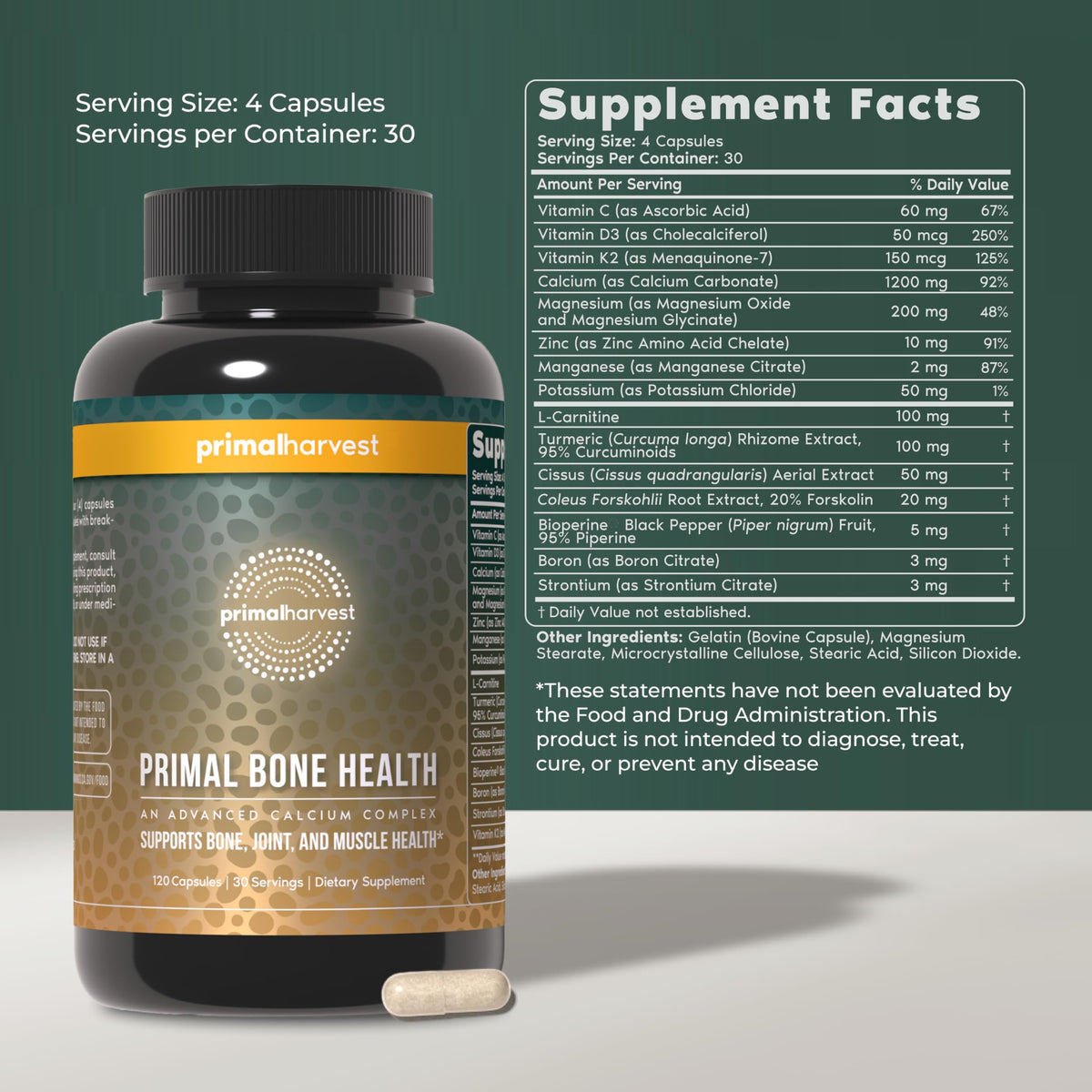 Primal Harvest Bone Health - Daily Supplement