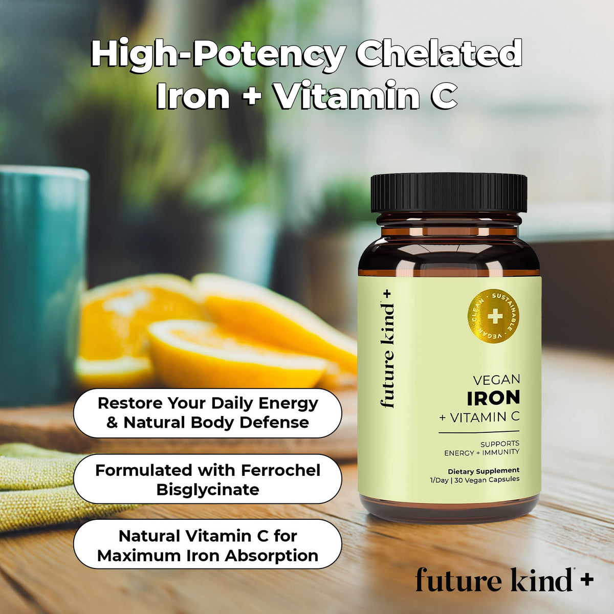 Future Kind Iron Supplement Chelated Bisglycinate - 30 Capsules - image 2