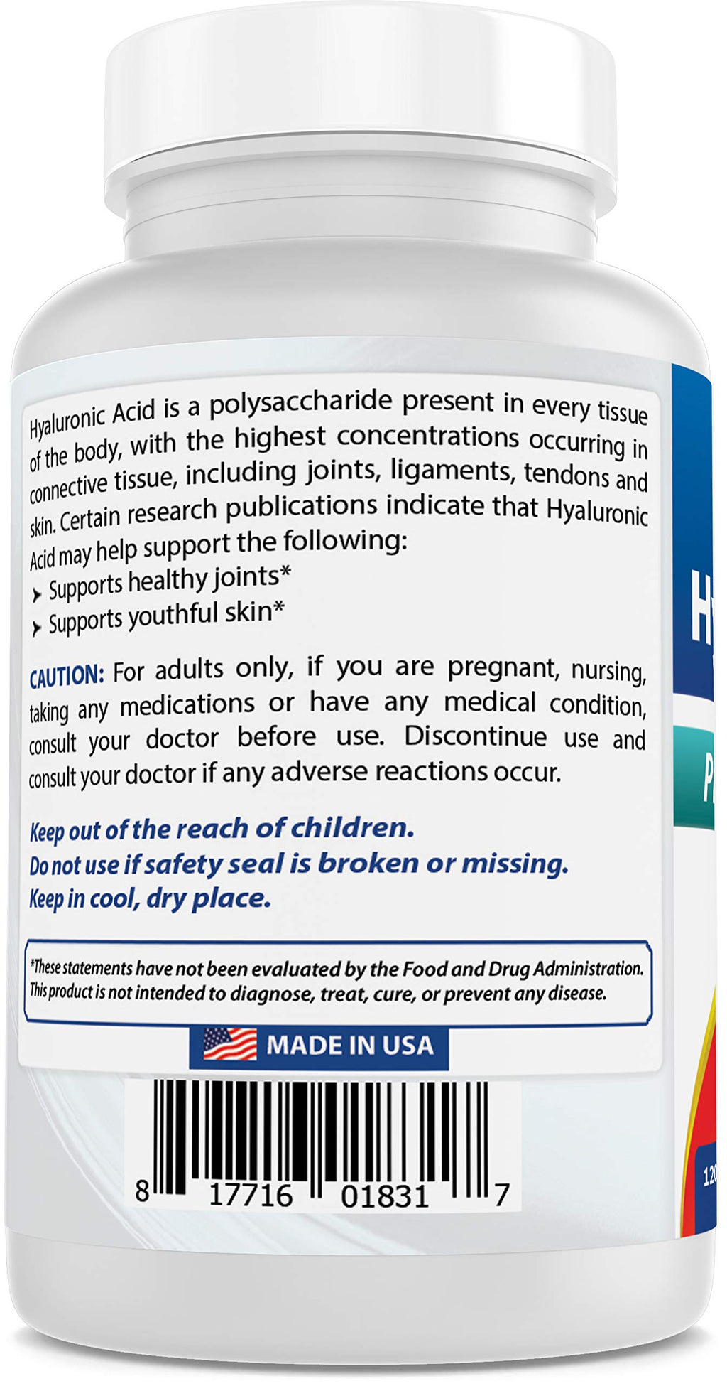 Best Naturals Hyaluronic Acid 200 mg 120 Tablets (Non-GMO