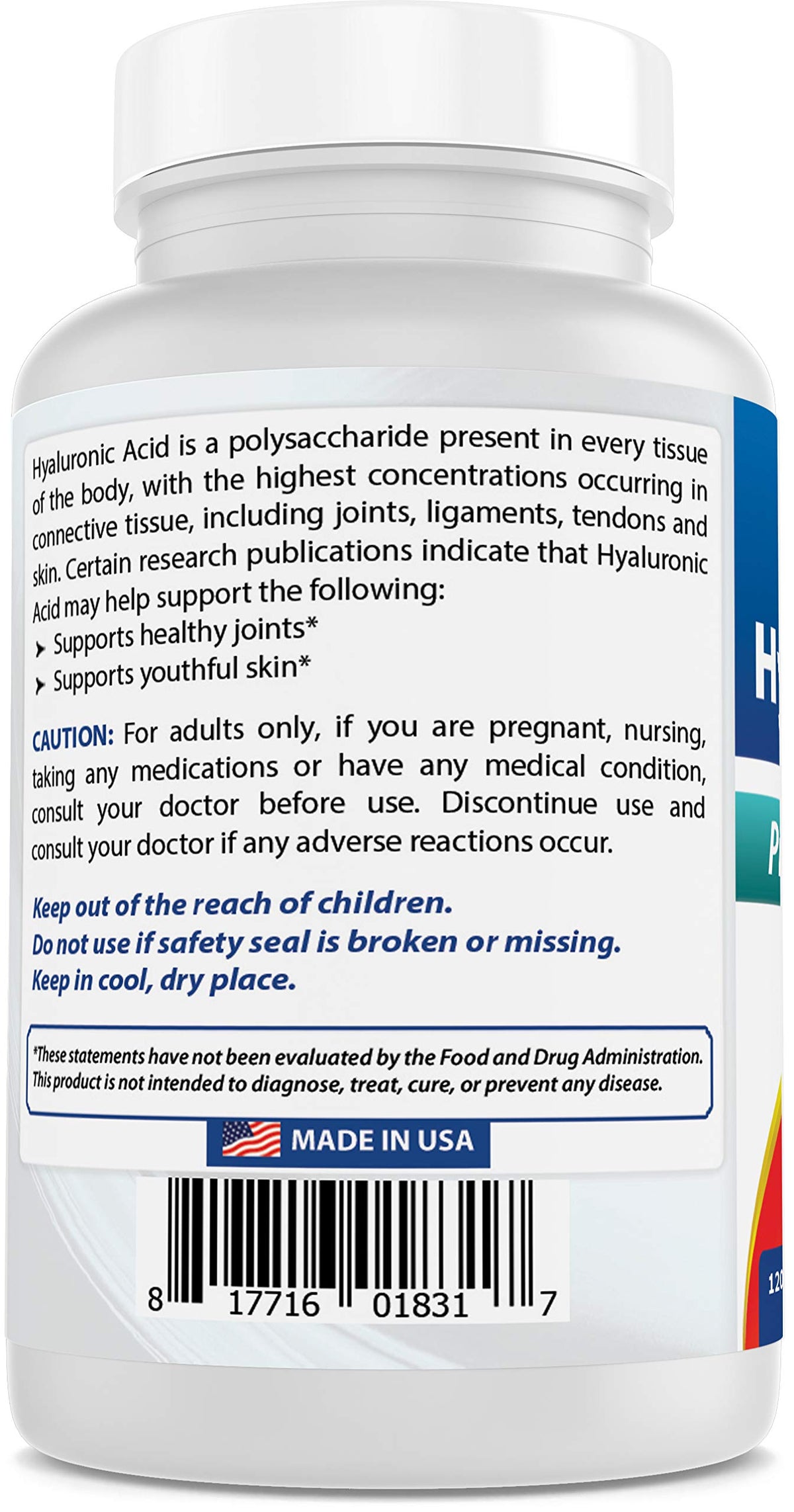 Best Naturals Hyaluronic Acid 200 mg 120 Tablets (Non-GMO