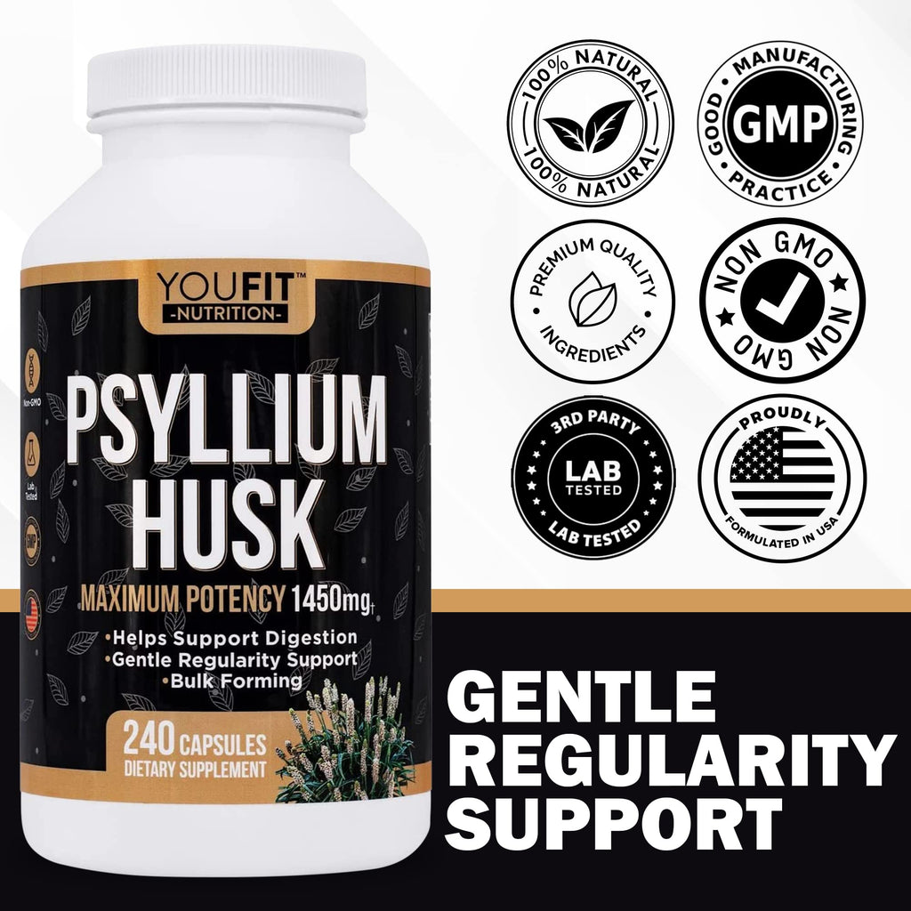 YouFit Nutrition Psyllium Husk Capsules 1450mg - 240 Capsules - image 7