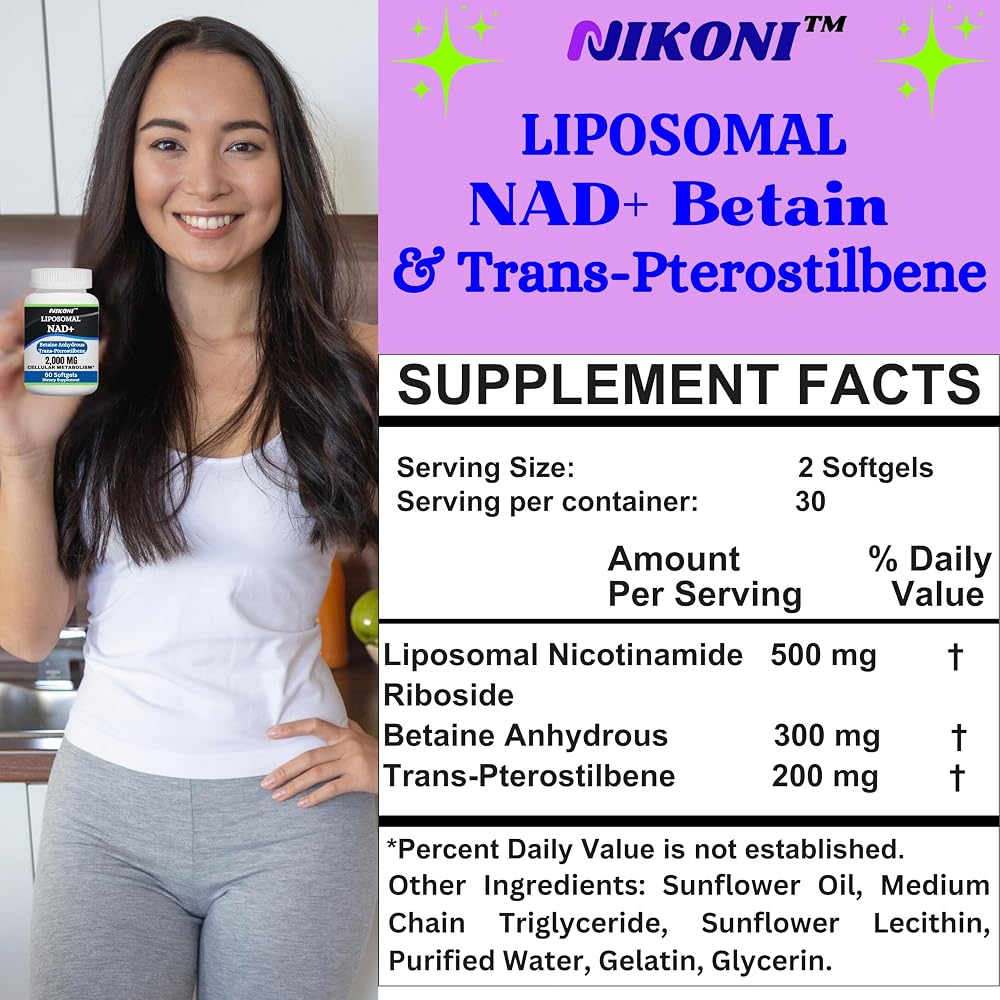 Nikoni Liposomal NAD+ 2000 mg with TMG and Pterostilbene