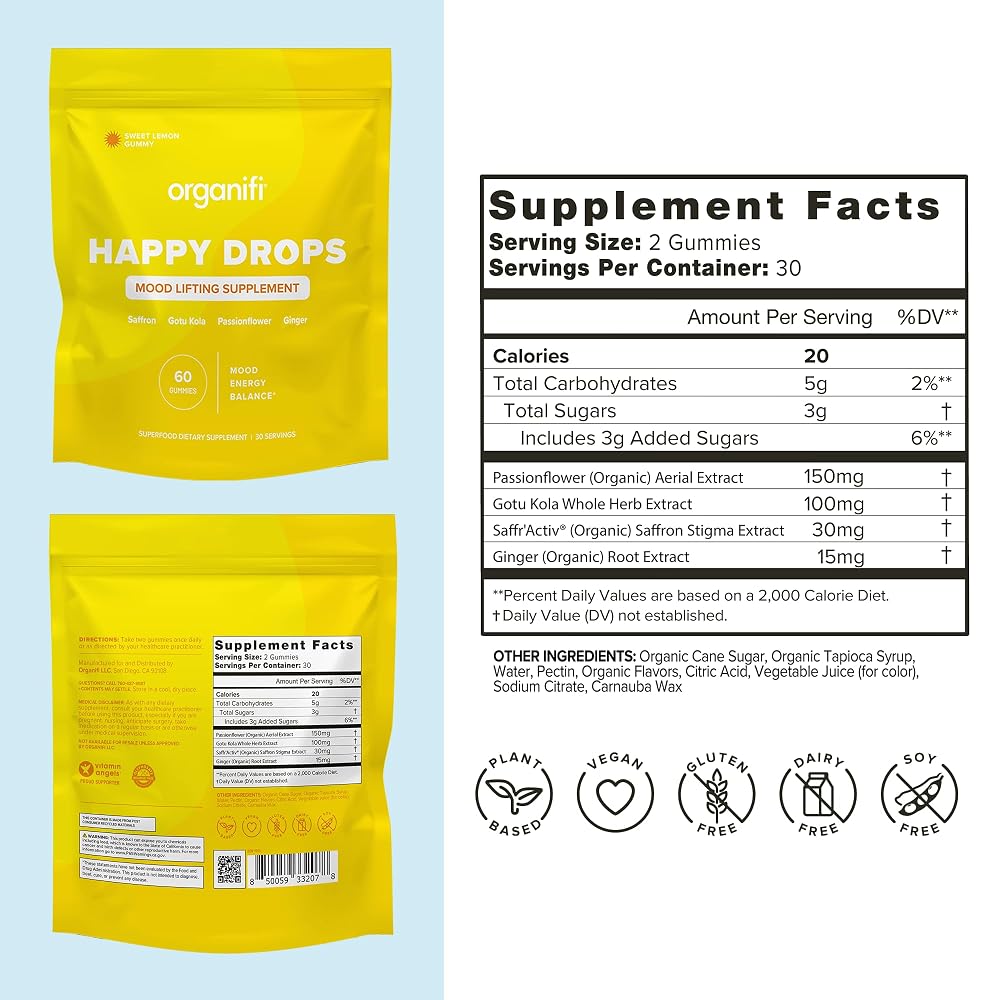 Organifi Happy Drops Natural Mood Lifting Gummies - 60 Count - image 2