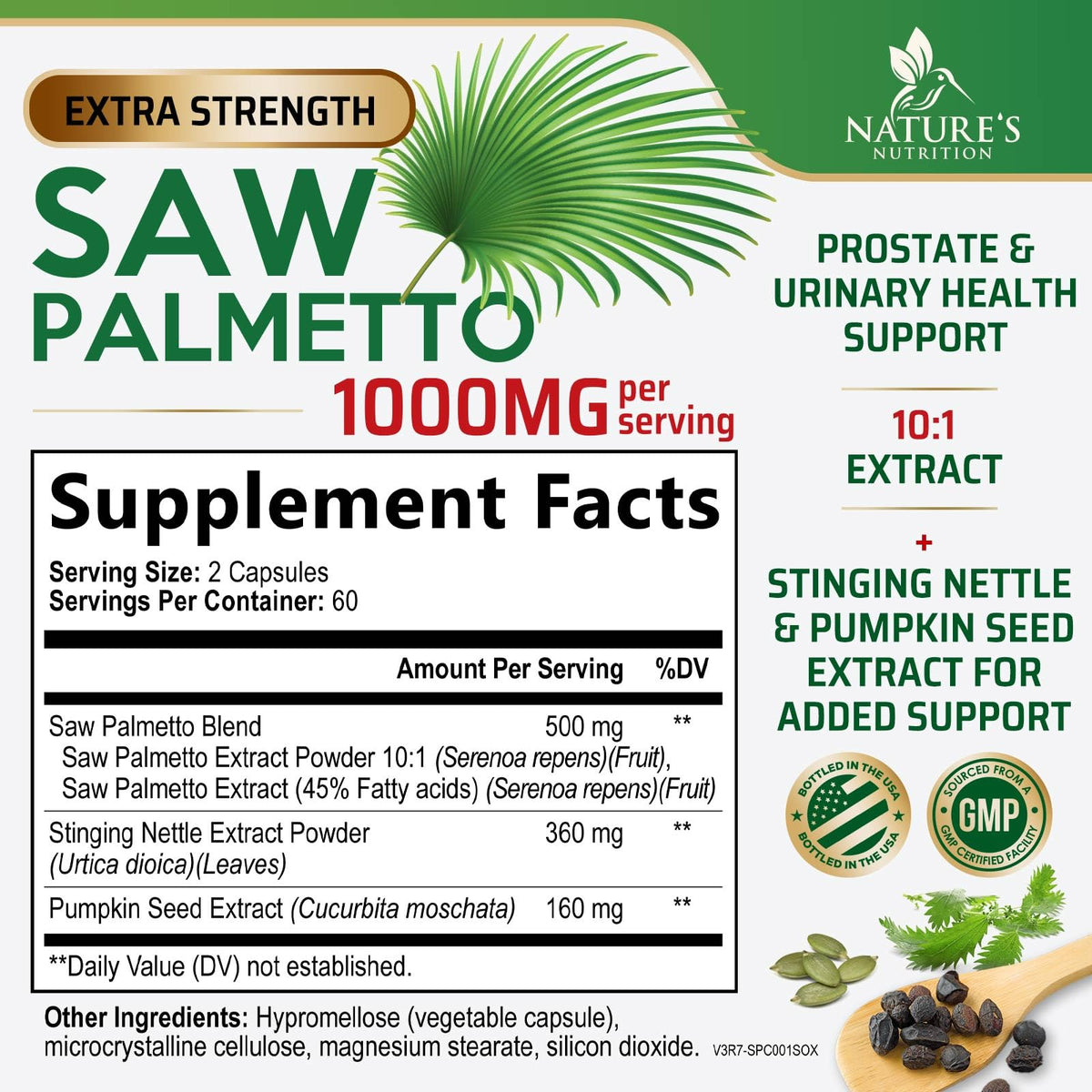 Nature's Nutrition Saw Palmetto for Men - 3X Strength Prostate Health