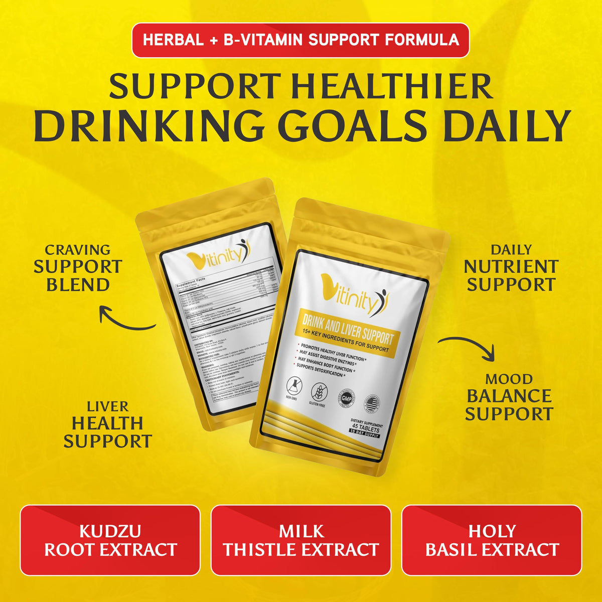 VITINITY Anti-Alcohol Drink Support & Cleanse Supplements - Craving