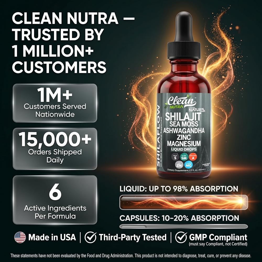 Clean Nutraceuticals Shilajit Drops Liquid with Sea Moss Ashwagandha - 2 Fl Oz - image 7