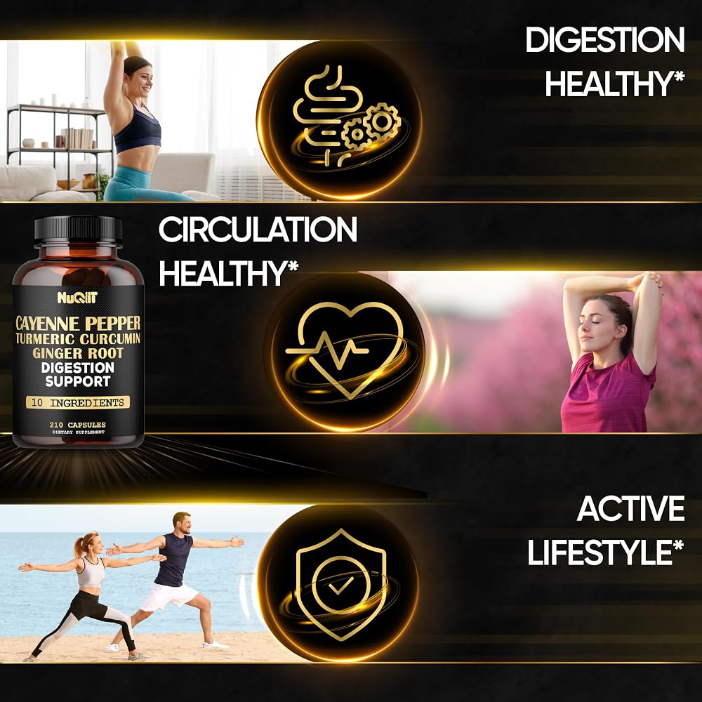 NUQIIT Cayenne Pepper Supplement with Turmeric & Ginger - 210 Capsules - image 3