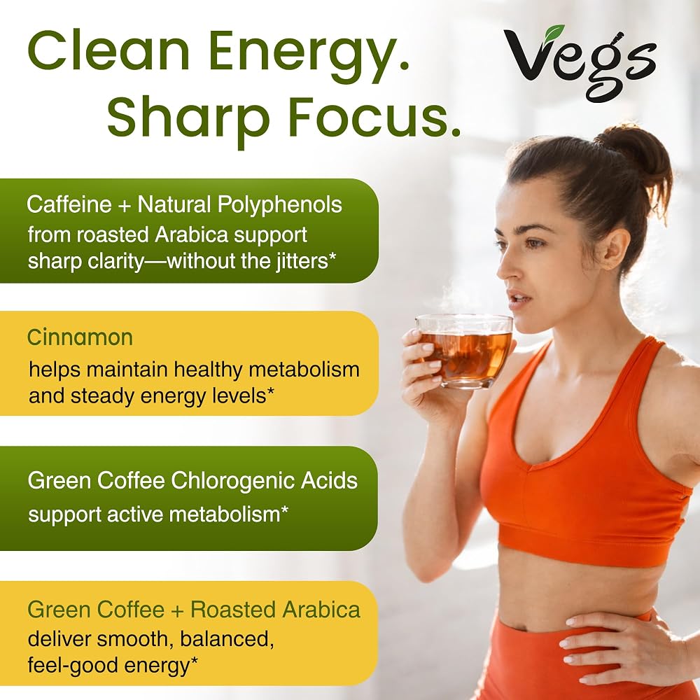Vegs Turmeric Green Coffee Energy & Focus - 60 Pyramid Bags - image 5