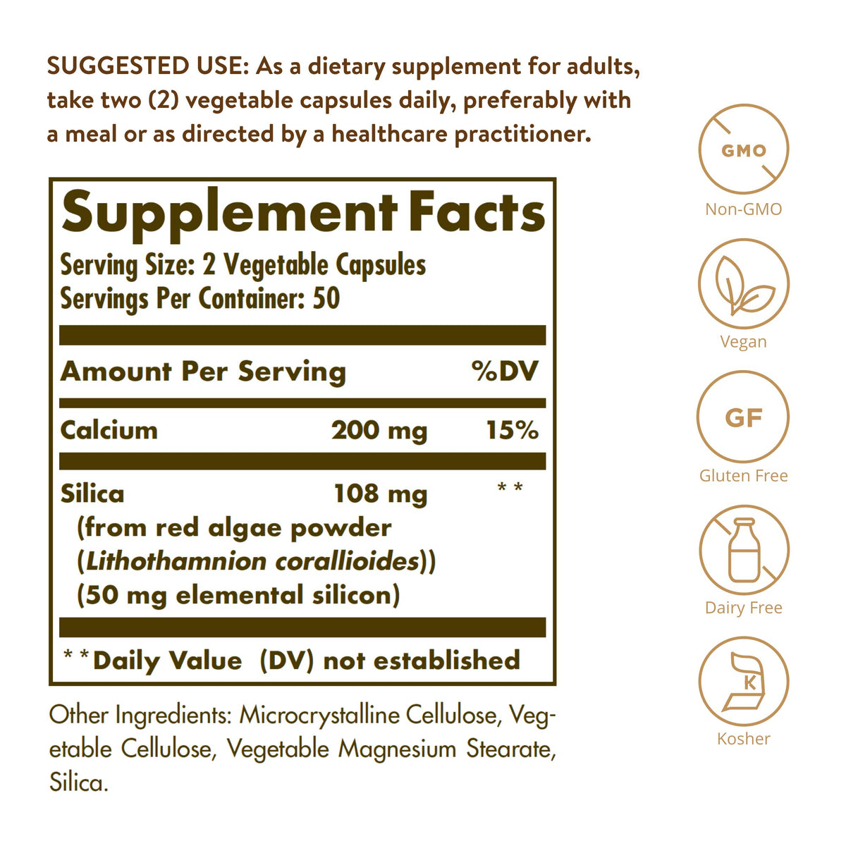 Solgar Oceanic Silica from Red Algae 25 mg - 100 Vegetable Capsules - image 2