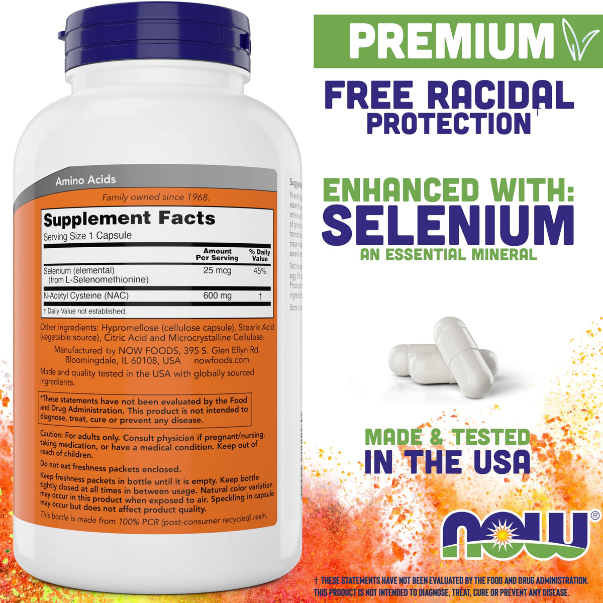 NOW Foods NAC 600 mg N-Acetyl Cysteine with Selenium - 400 Capsules - image 2