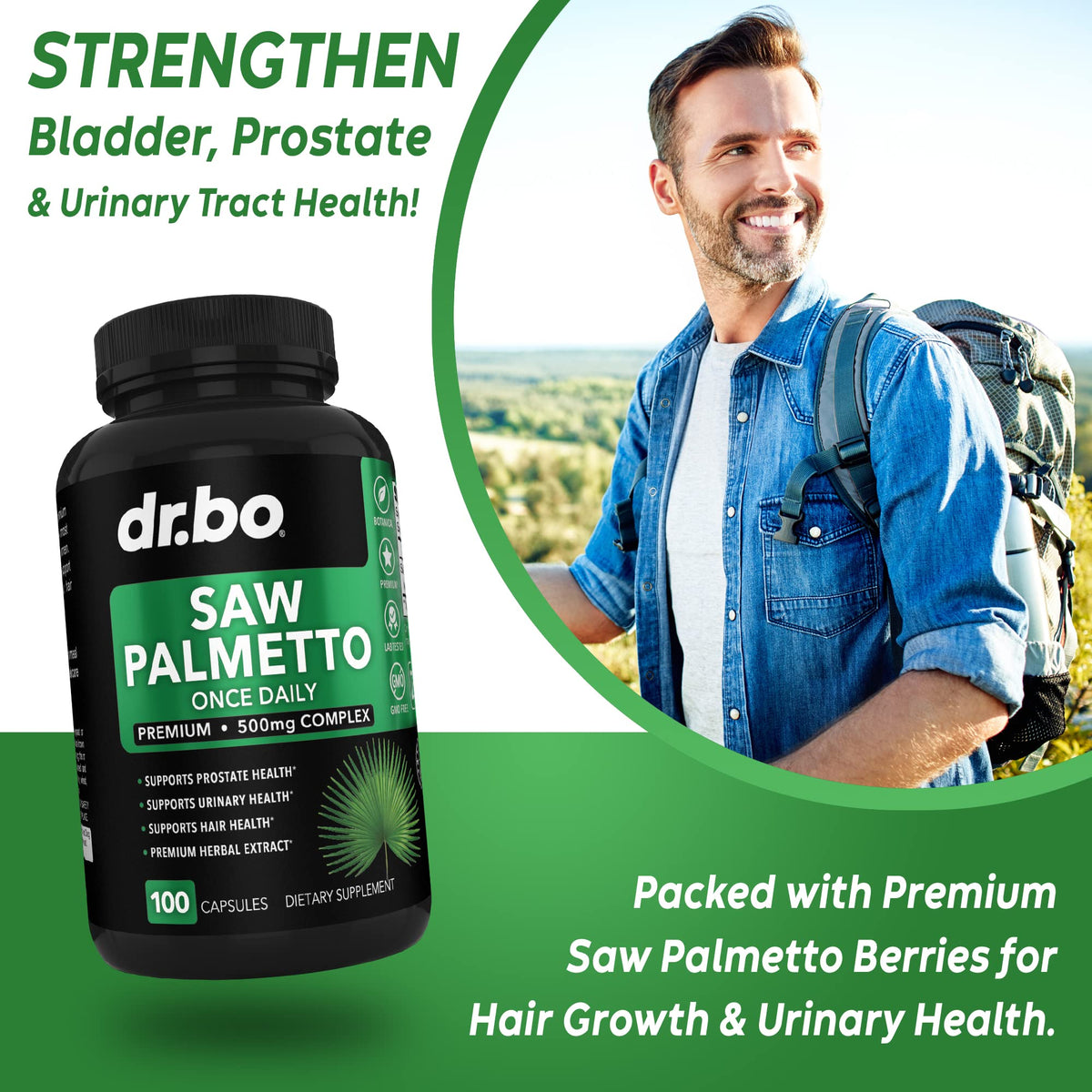 DR. BO Saw Palmetto Prostate Health Hair Growth Supplement - 100 Capsules - image 3