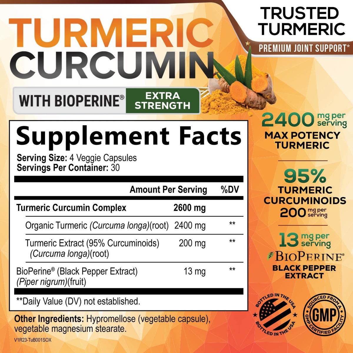 Nature's Nutrition Turmeric Curcumin Supplement - 2400mg Organic