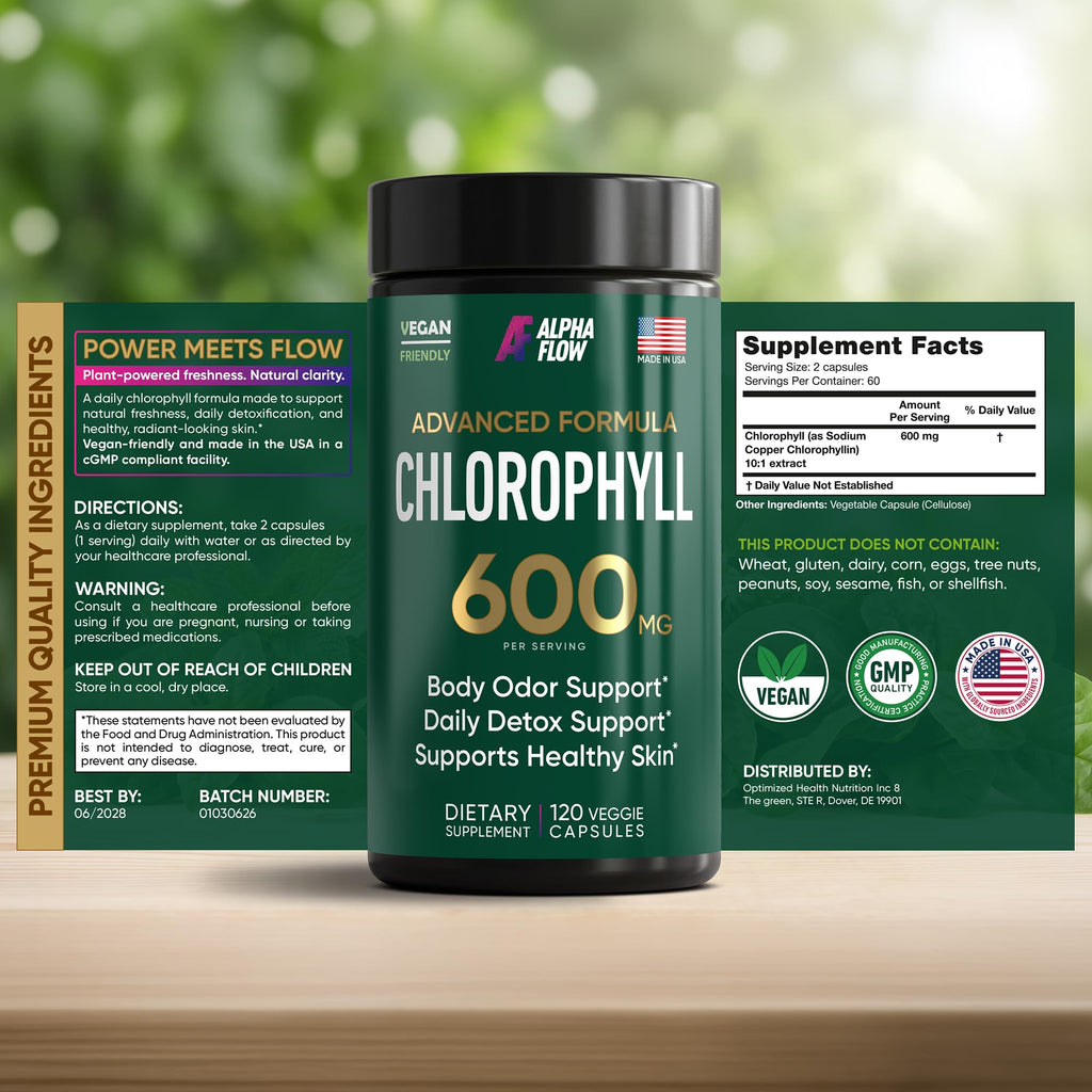Alpha Flow Chlorophyll 600 mg Capsules - 120 Capsules - image 3