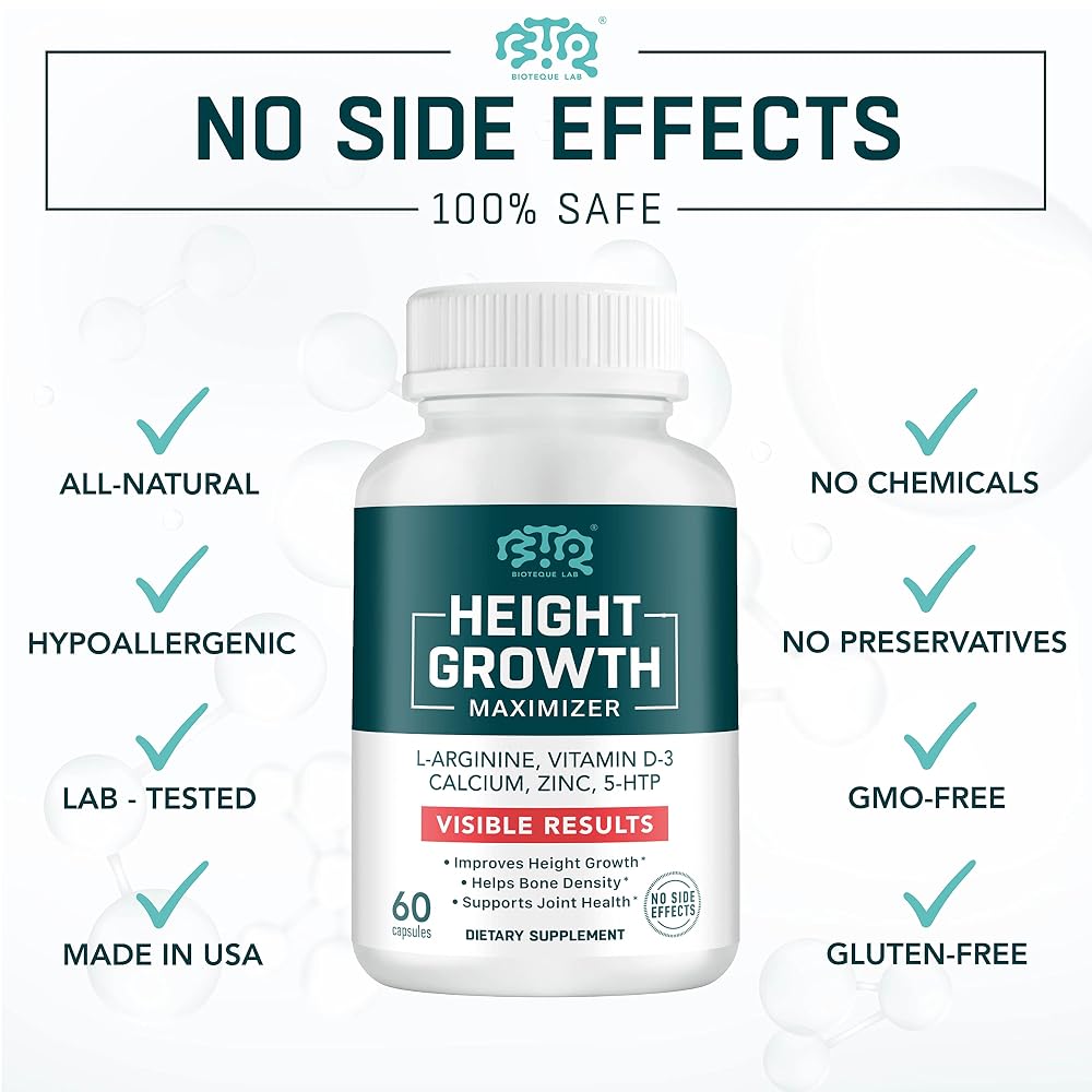 BTQ BIOTEQUE LAB Height Growth Maximizer Calcium Vitamin D3 Zinc - 60 Capsules - image 5